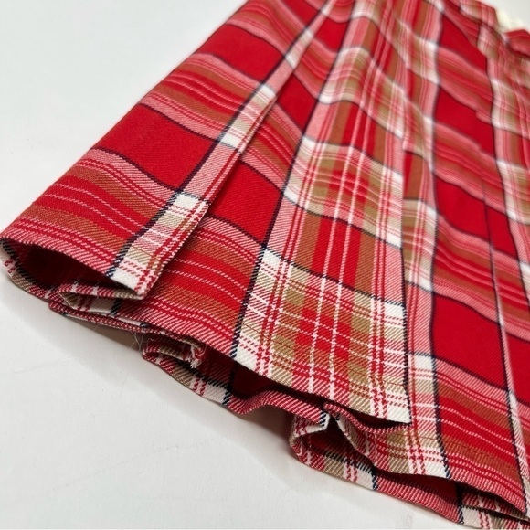 NEW Aerie Red Plaid Class Act School Girl Pleated Preppy Mini Uniform Skirt - Picture 7 of 12